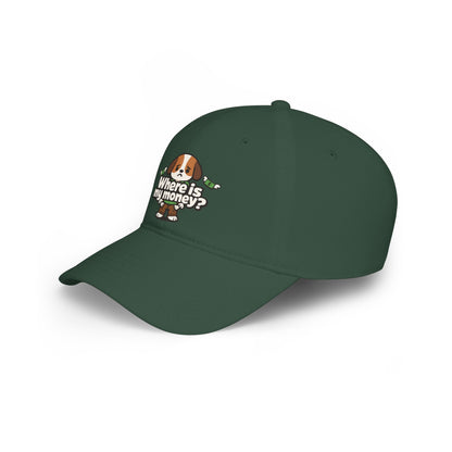 Where is my money Cute Dog Low Profile Cap Hat