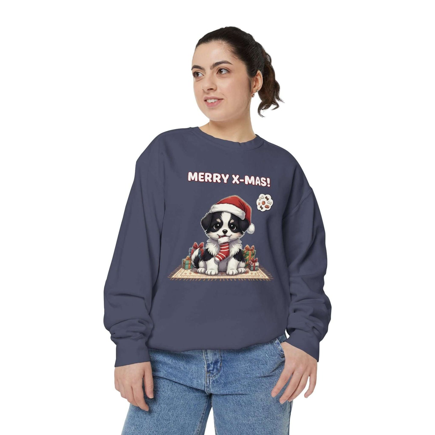Puppy wait for Christmas presents Unisex Crewneck Sweatshirt style 7