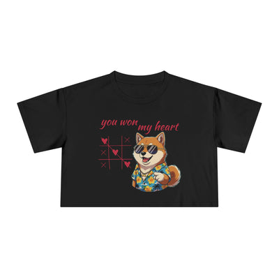 Cute Graphic Crop Tee - 'You Won My Heart', Women's Fashion, Gift for Animal Lovers, Casual Outfit, Summer Style, Funny Shirt
