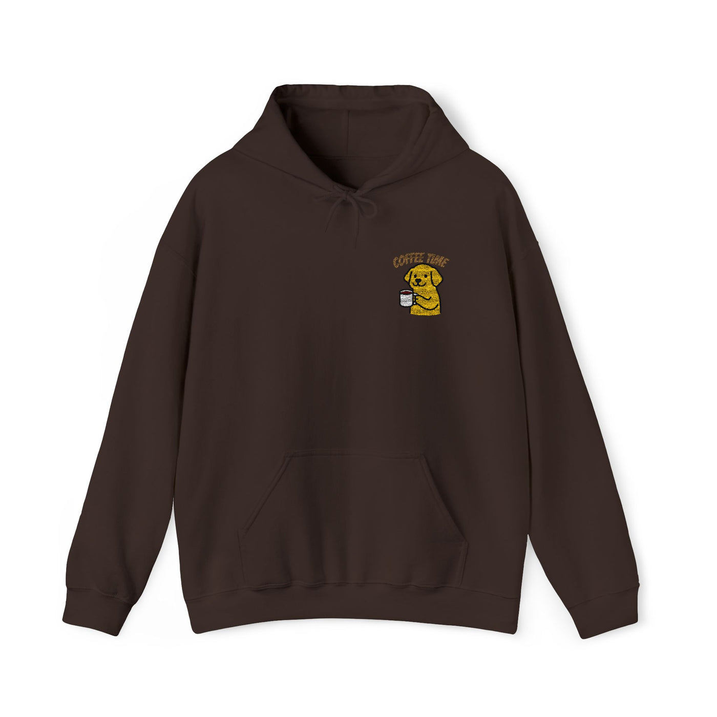 Coffee Time Dog Embroidered style 3 Unisex Pullover Hoodie