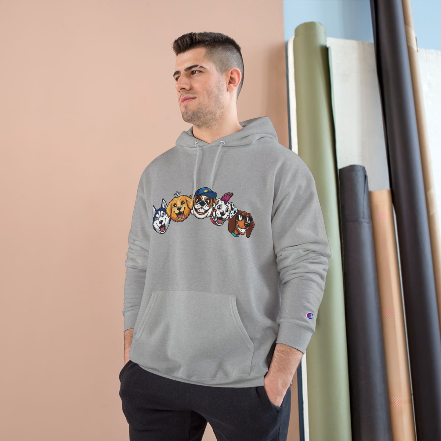 Playful Dog Faces Cozy Unisex Champion Pullover Hoodie