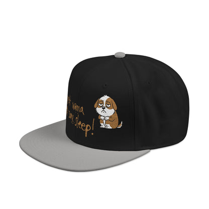 I just wanna get some sleep Embroidered Cute Puppy Snapback Hat