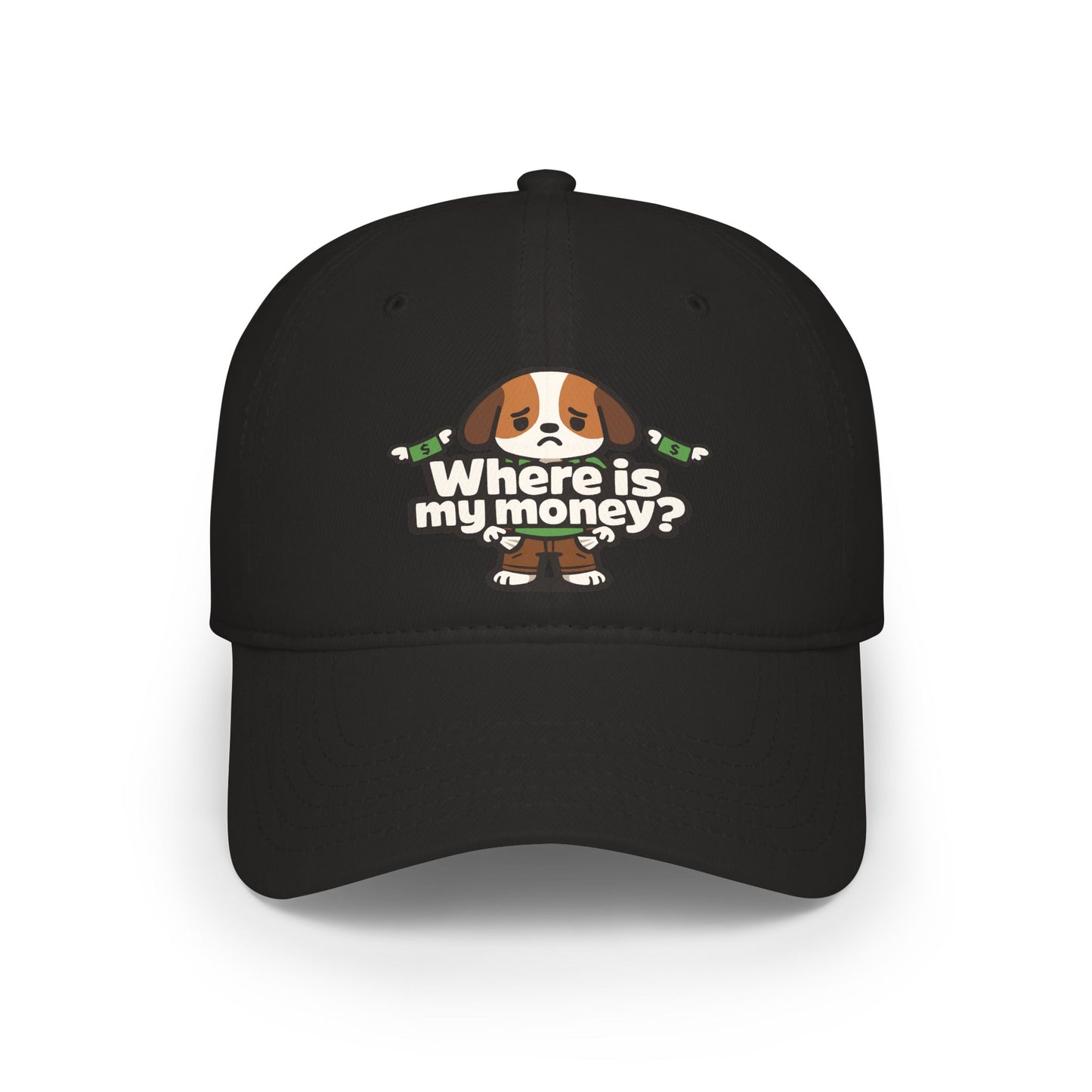 Where is my money Cute Dog Low Profile Cap Hat