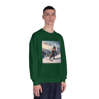 Skiing Cat Graphic Unisex NuBlend Crewneck Sweatshirt