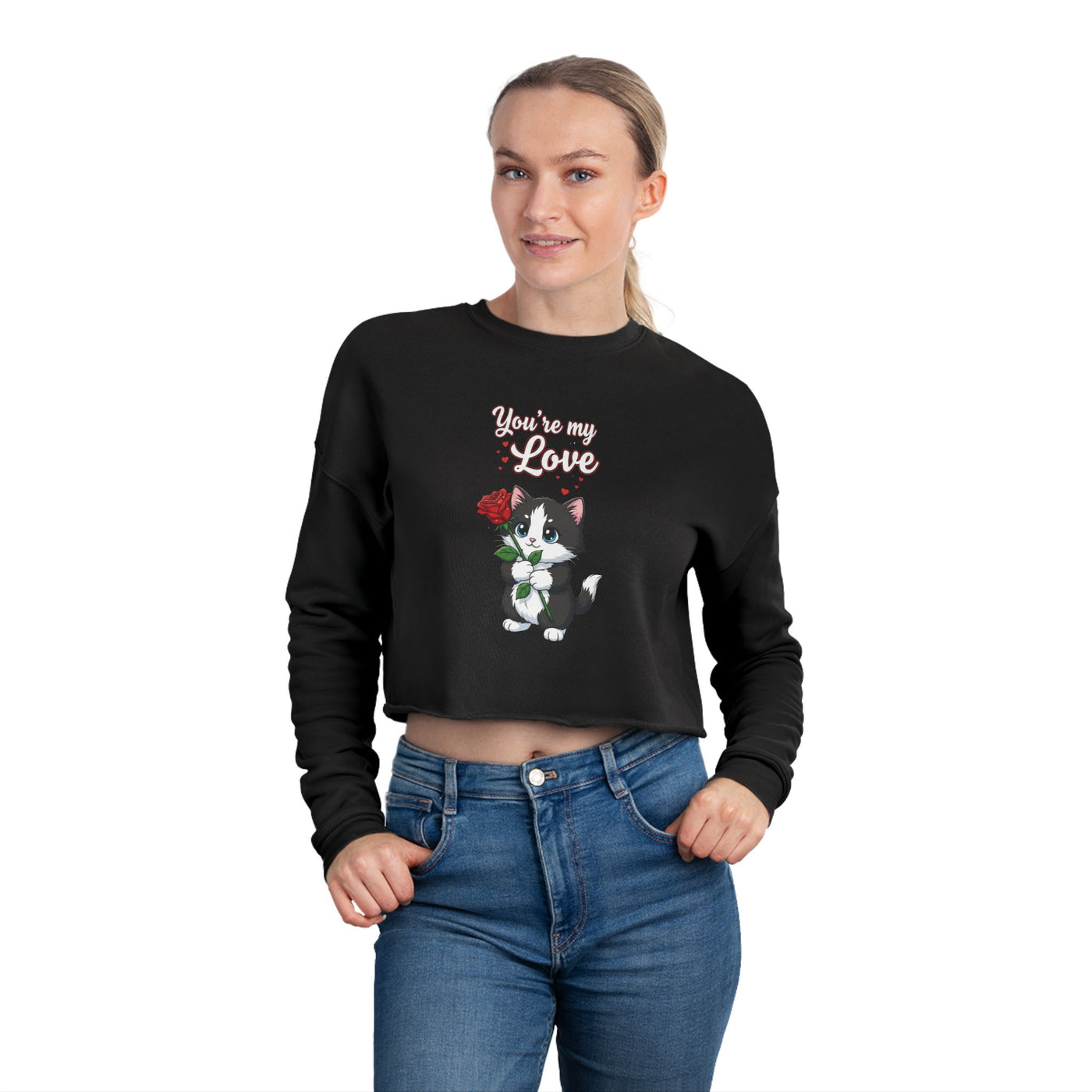 Cropped Cat Lover Sweatshirt - You're My Love style 1