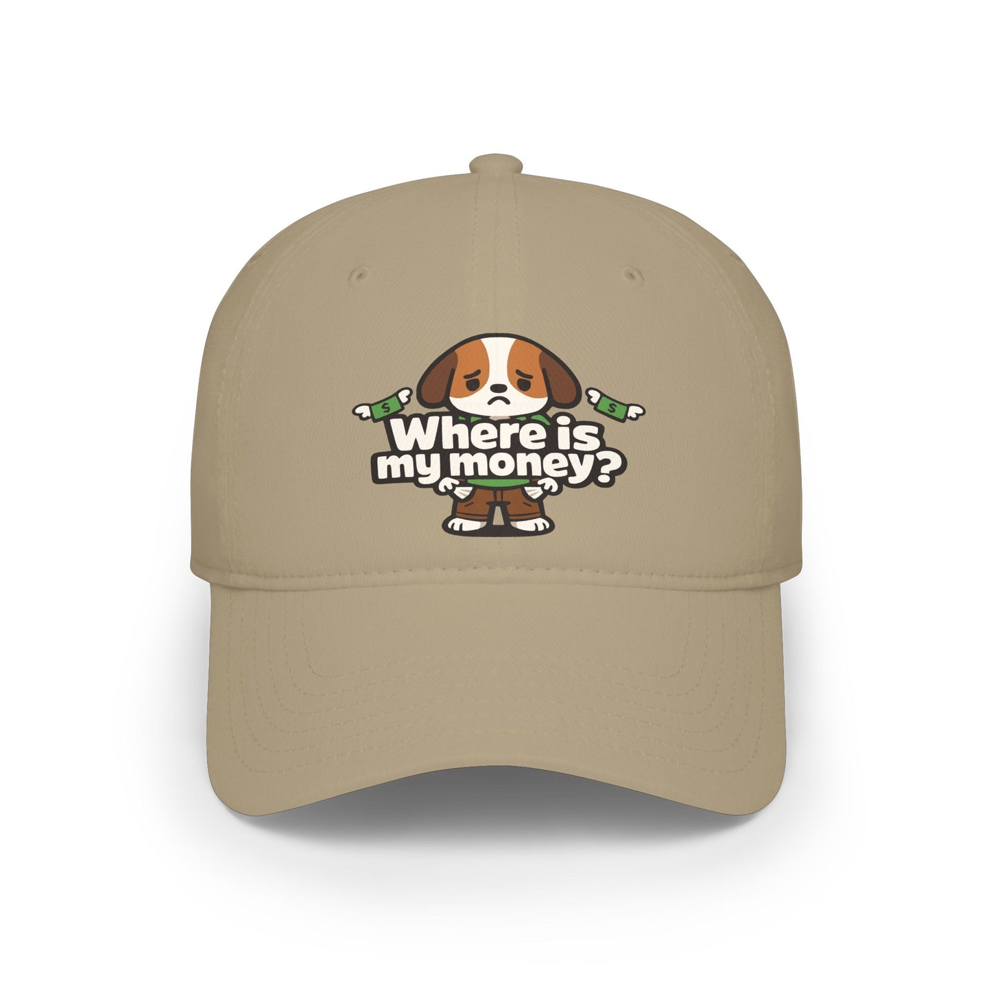 Where is my money Cute Dog Low Profile Cap Hat