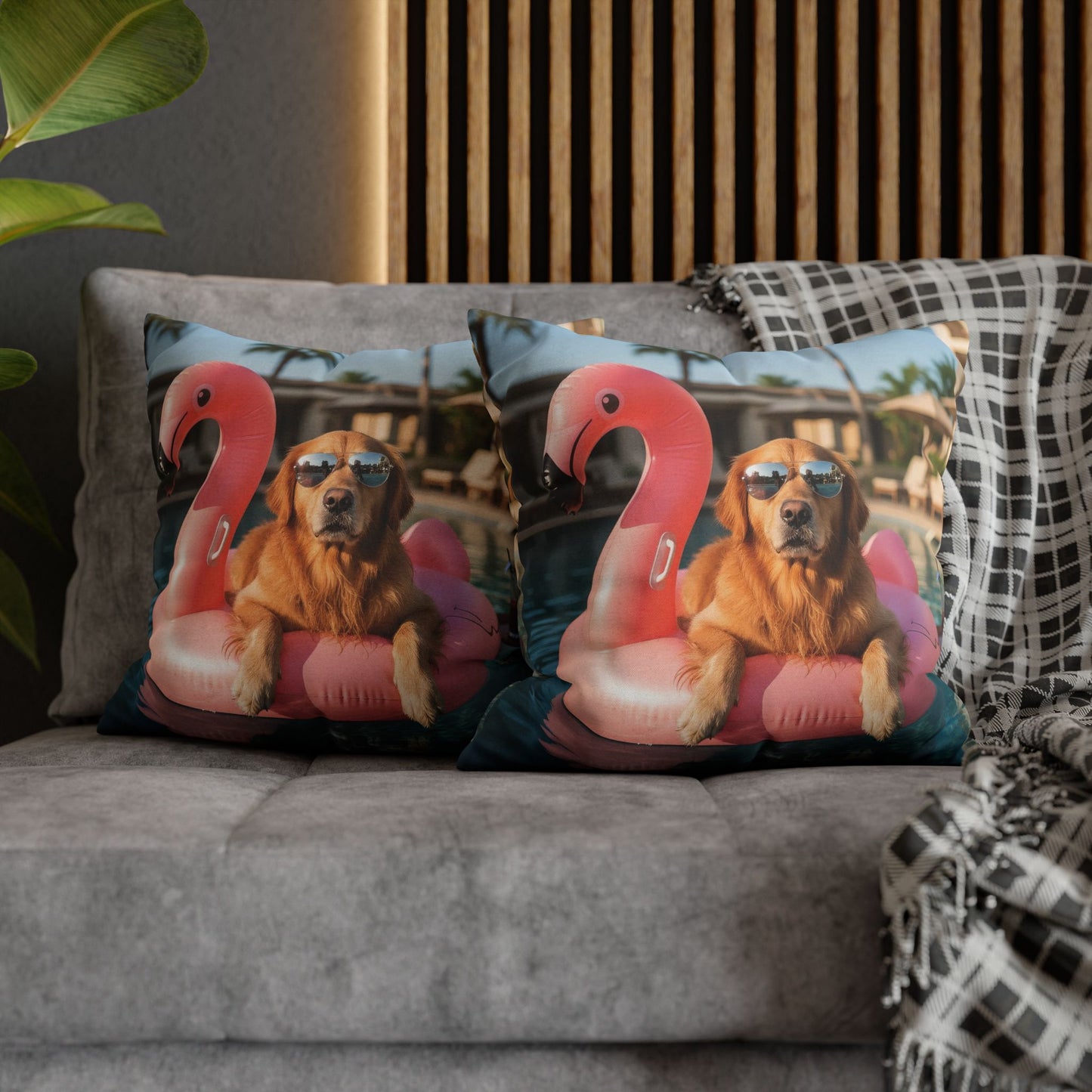 Relaxing Dog Swimming Cozy Polyester Decorative Pillowcase