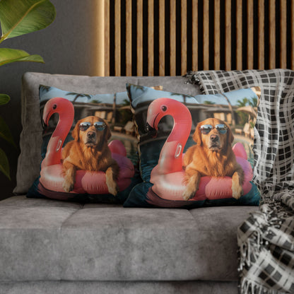 Relaxing Dog Swimming Cozy Polyester Decorative Pillowcase