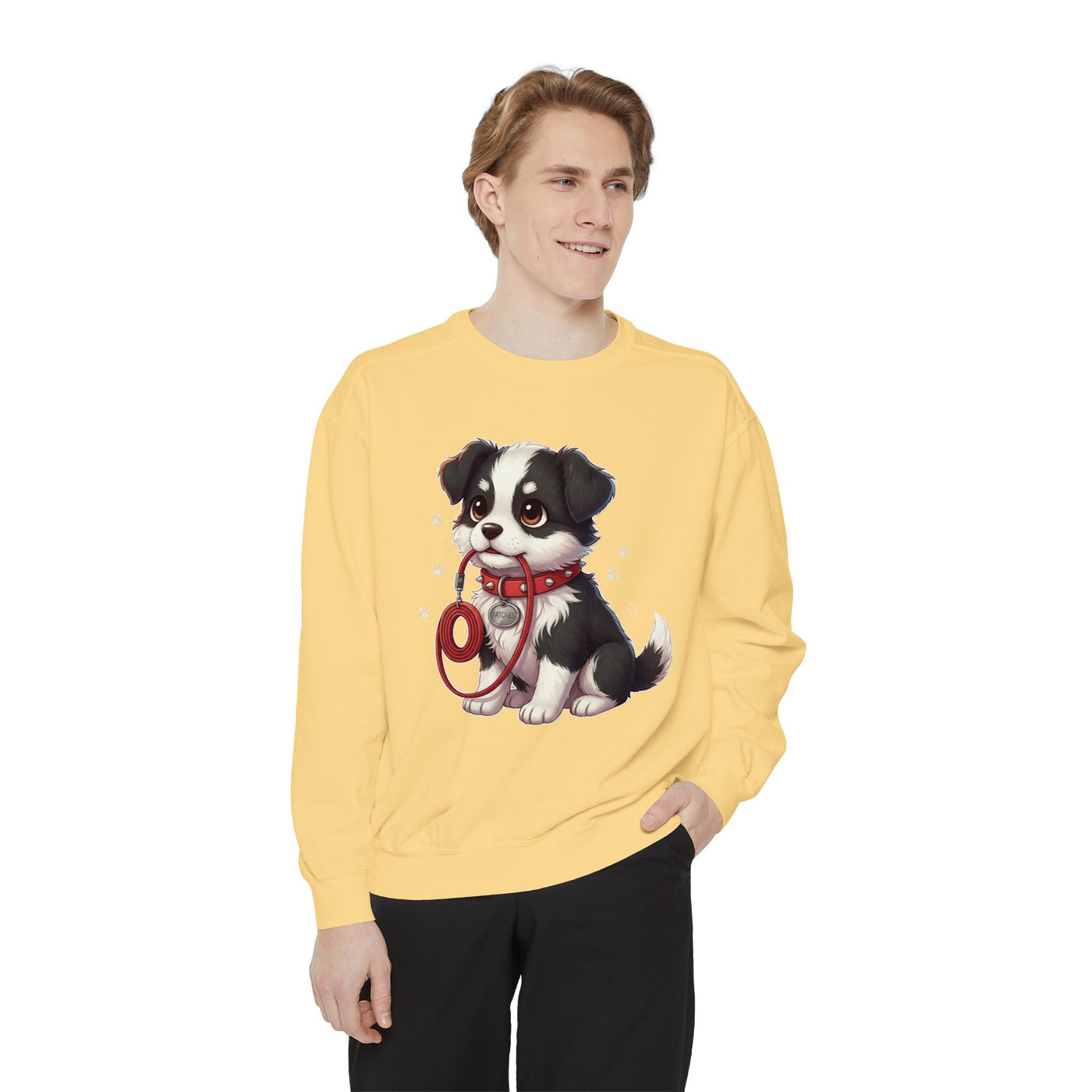 Cute Dog Walk Time style 1 Cozy Graphic Unisex Crewneck Sweatshirt