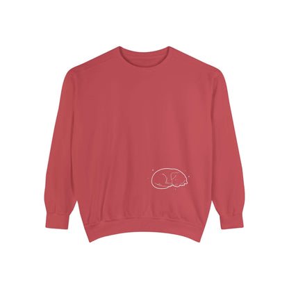 Sleeping dog shadow Cozy Graphic Unisex Crewneck Sweatshirt - White