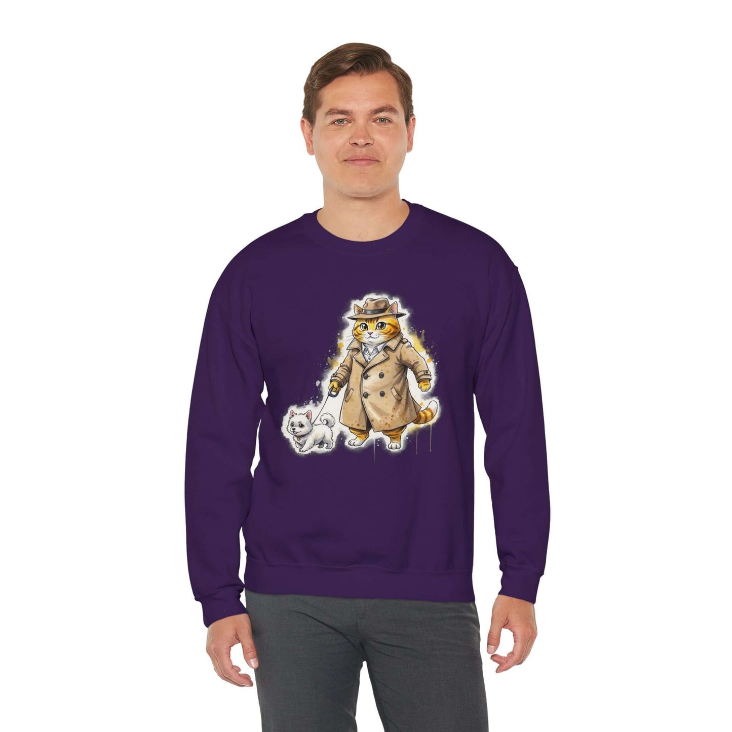 Watercolor Cat & Dog painting Unisex Crewneck Sweatshirt style 1