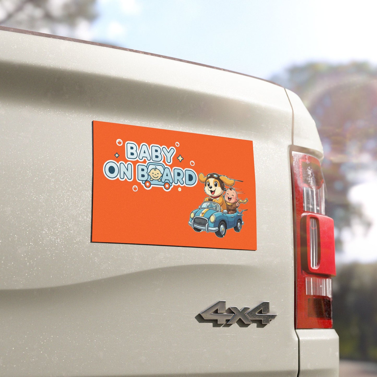 Adorable Dog Driving Baby on Board Car Magnet
