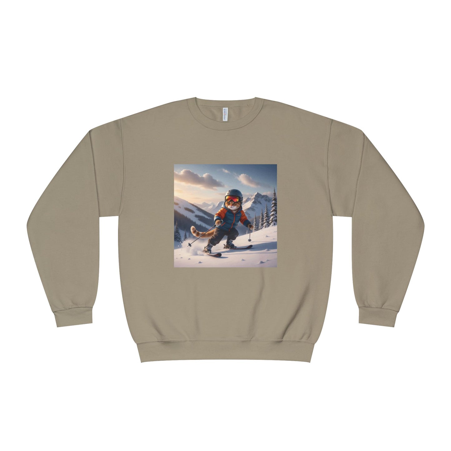 Skiing Cat Graphic Unisex NuBlend Crewneck Sweatshirt