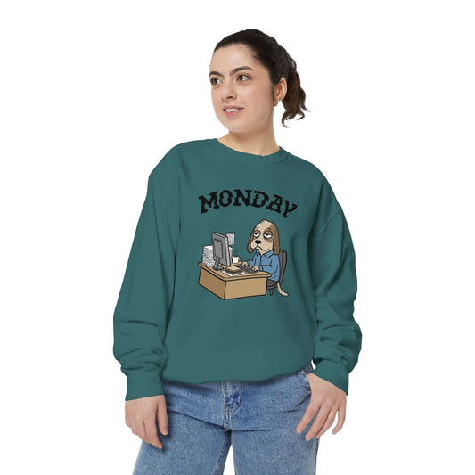 Monday Face Dog Stares Blankly Unisex Crewneck Sweatshirt style 4