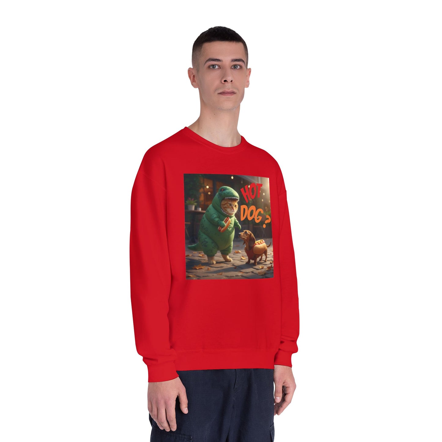 Tyrannosaurus Cat & Hot Dog Unisex NuBlend Sweatshirt