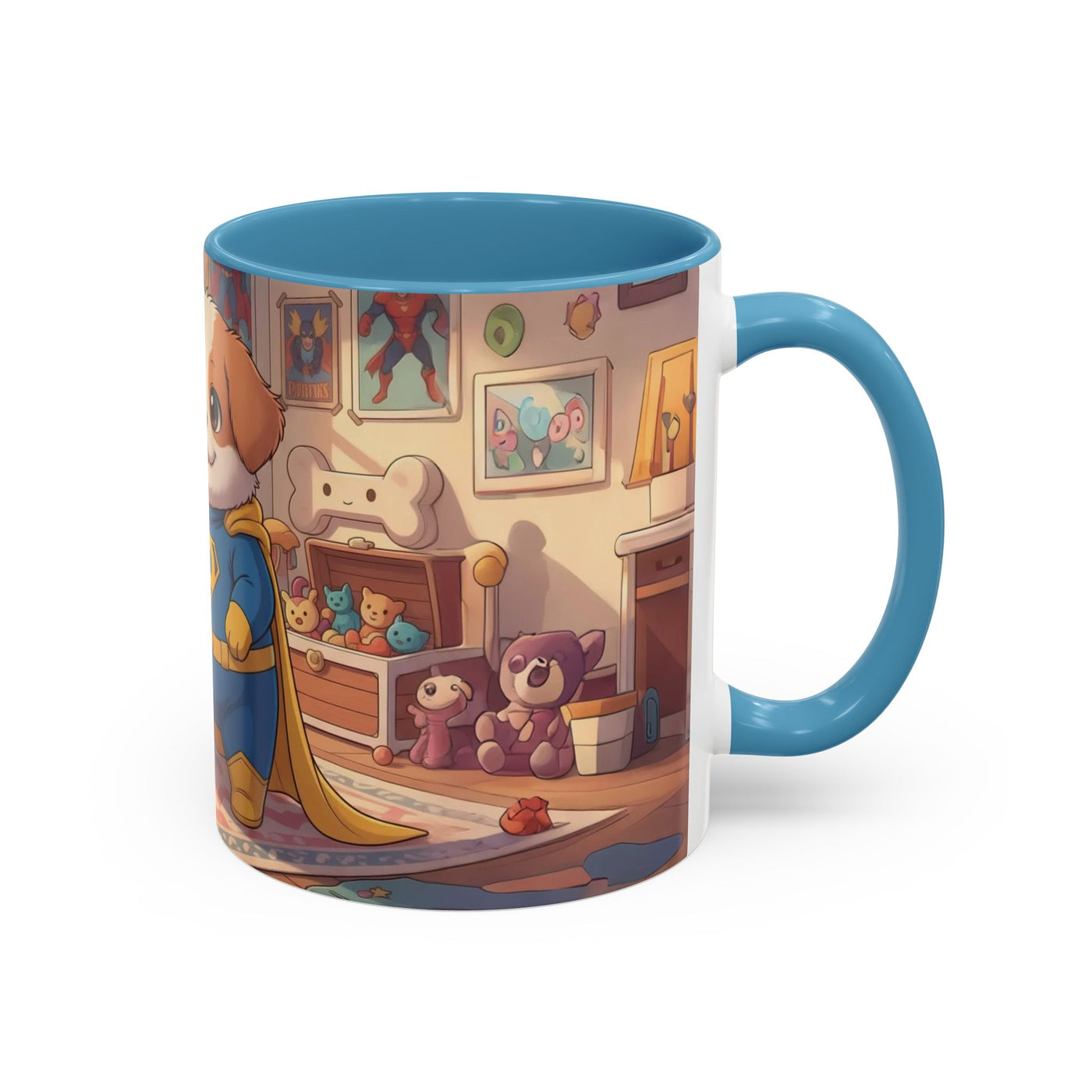 Super Pup Coffee Mug - Cute Puppy in Superhero Costume Accent Mug 11oz