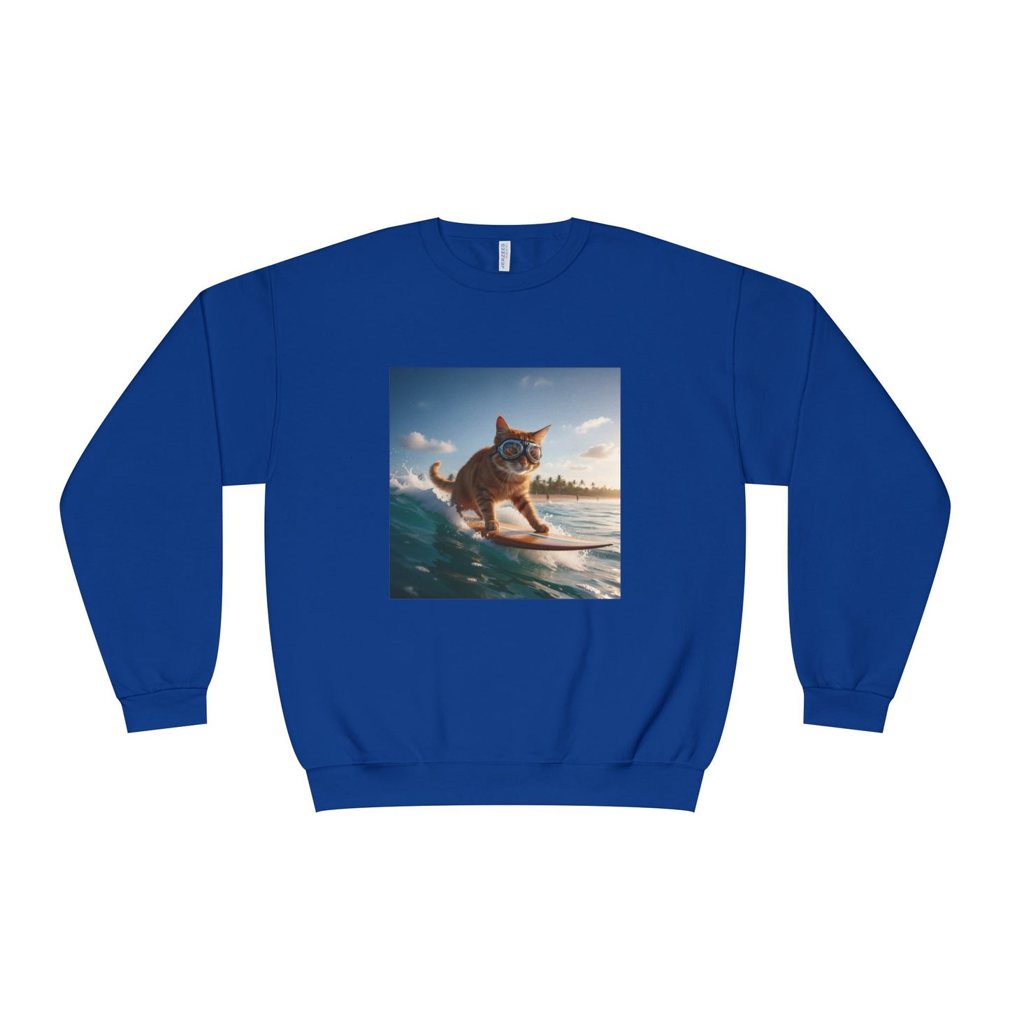 Surfing Cat Unisex NuBlend Crewneck Sweatshirt style 1