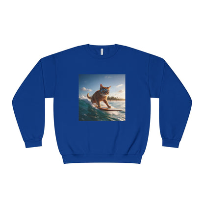 Surfing Cat Unisex NuBlend Crewneck Sweatshirt style 1
