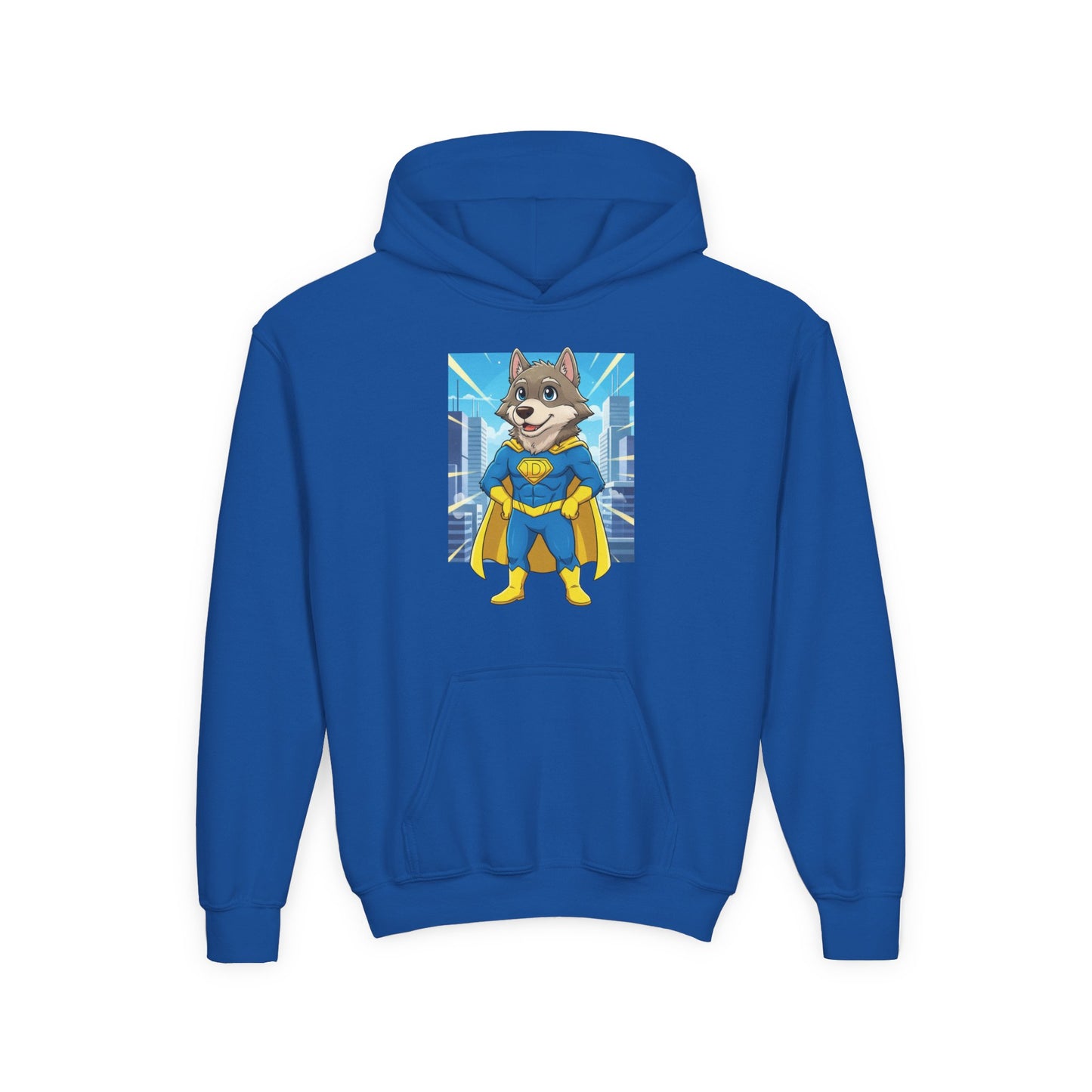 Dog cosplay Superman Funny Design Unisex Kids Hoodie style 1