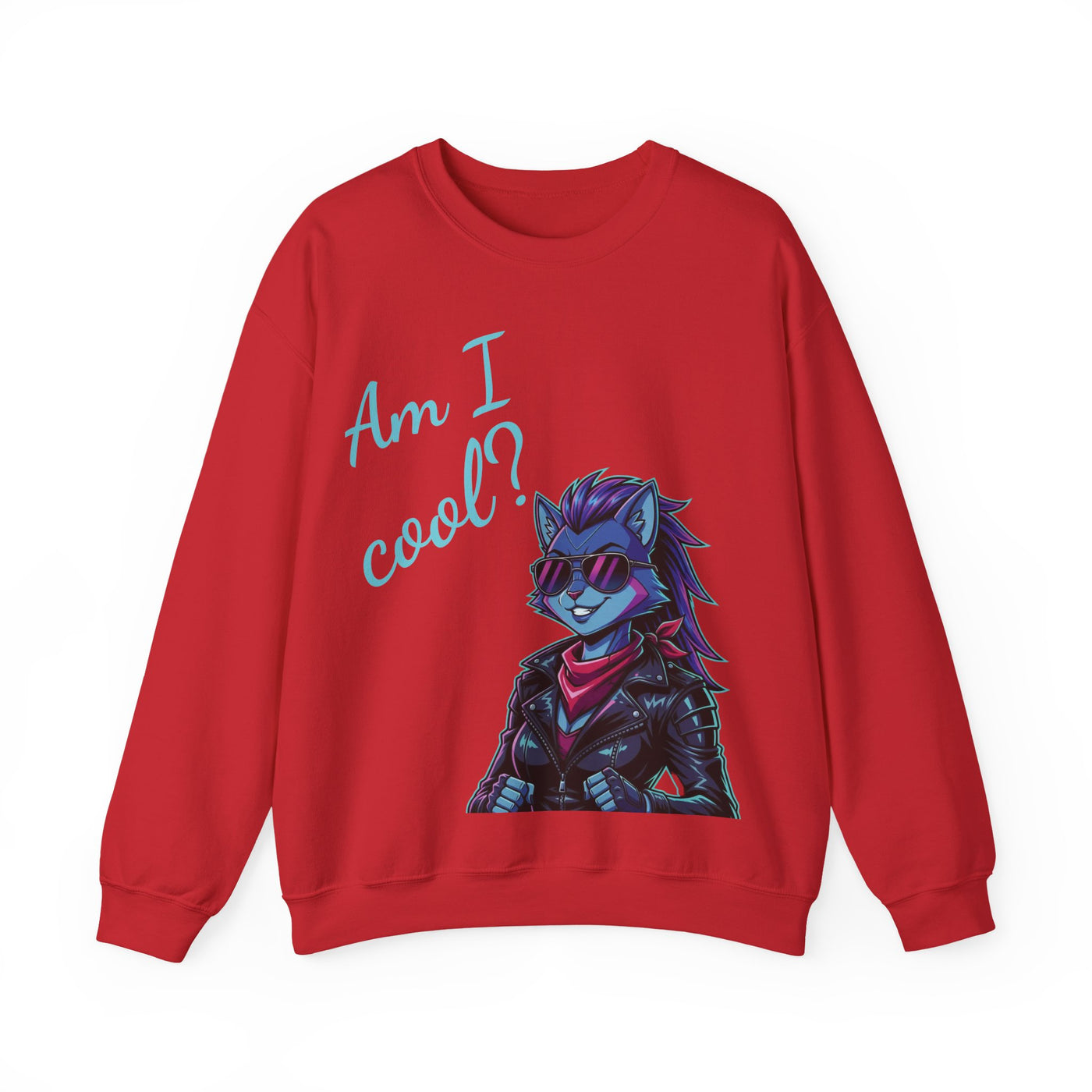 Cool Cat style 2 Unisex Crewneck Sweatshirt | Cozy Gift for Cat Lovers, Casual Wear, Unique Graphic Sweatshirt, Birthday Gift, Everyday Style