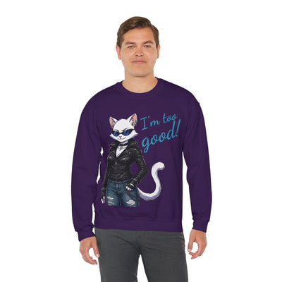 Cool Cat style 3 Unisex Crewneck Sweatshirt | Cozy Gift for Cat Lovers, Casual Wear, Unique Graphic Sweatshirt, Birthday Gift, Everyday Style