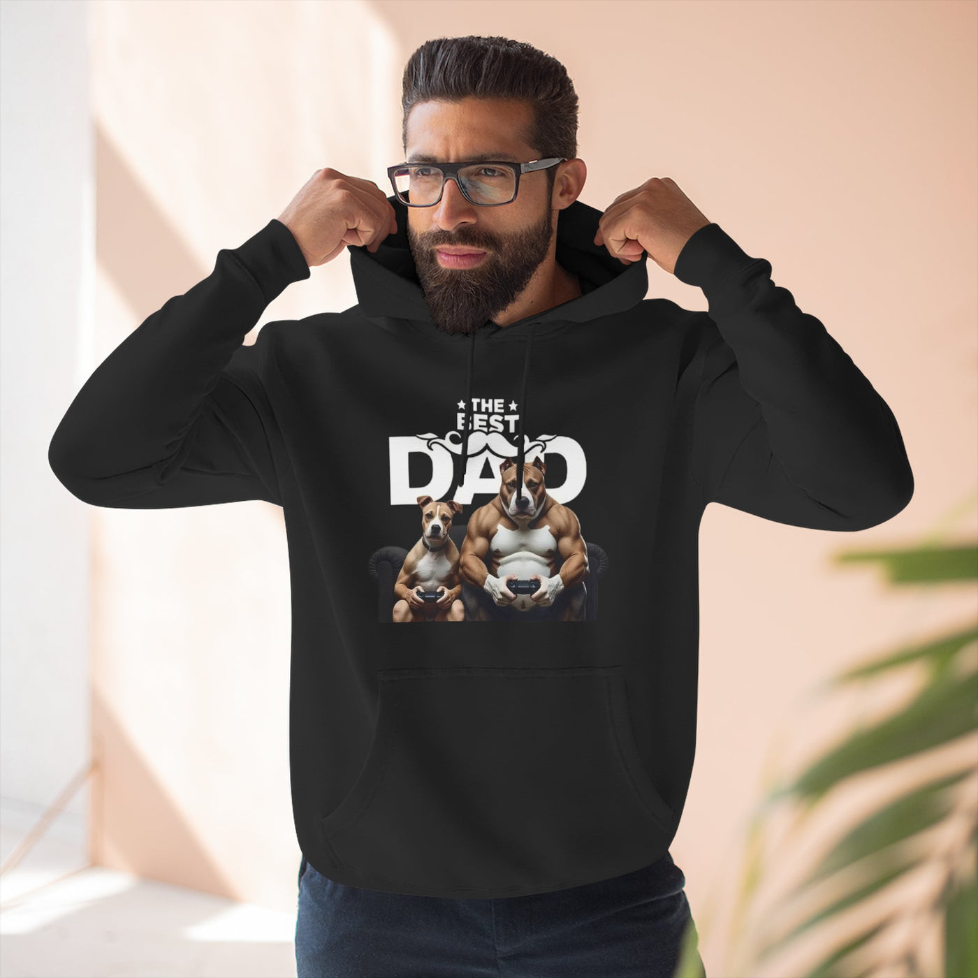 "The Best Dad" Bulldog Father & Puppy Graphic Hoodie