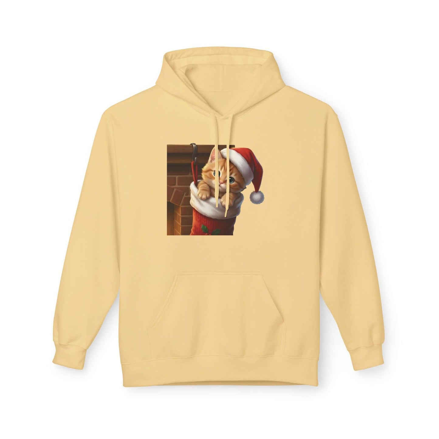 Kitten hiding in Christmas stocking Unisex Fleece Hoodie style 4