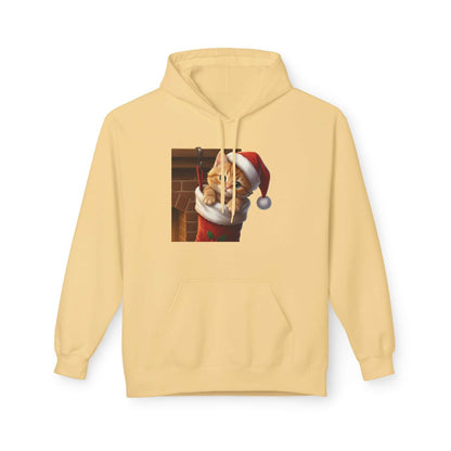 Kitten hiding in Christmas stocking Unisex Fleece Hoodie style 4