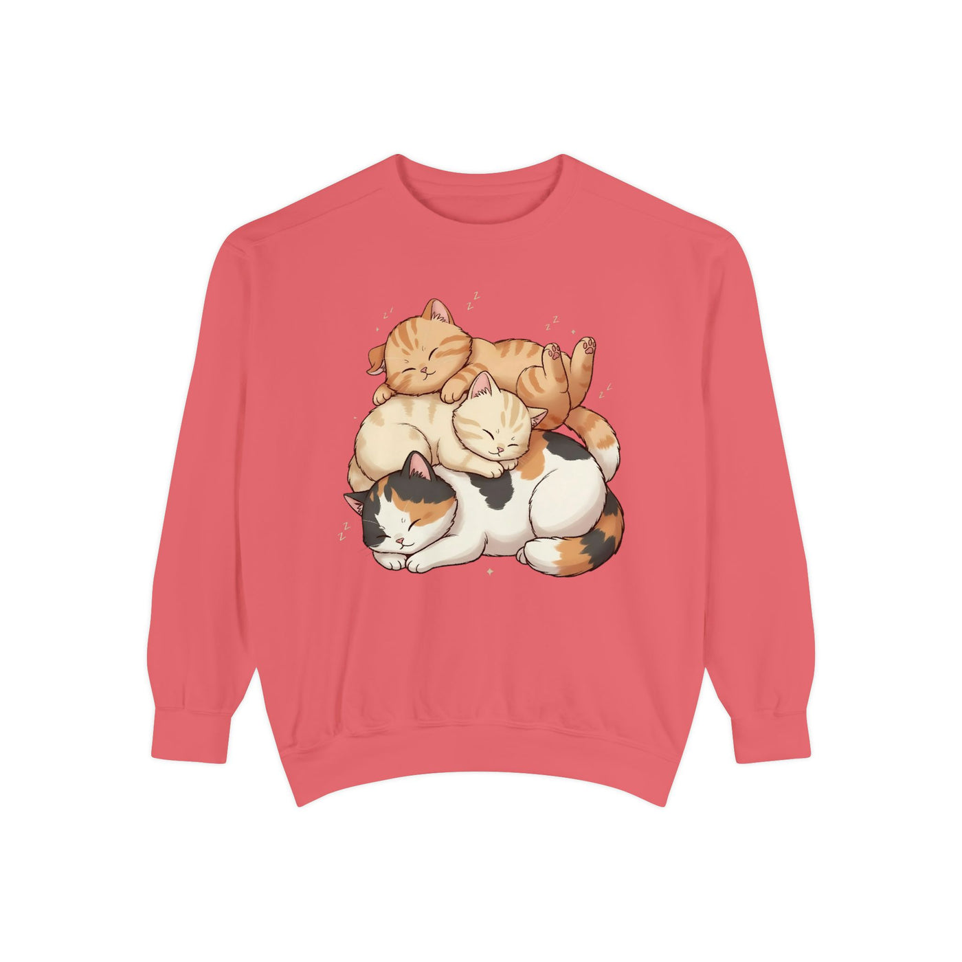 3 Cute Sleeping Cats style 1 Cozy Graphic Unisex Crewneck Sweatshirt