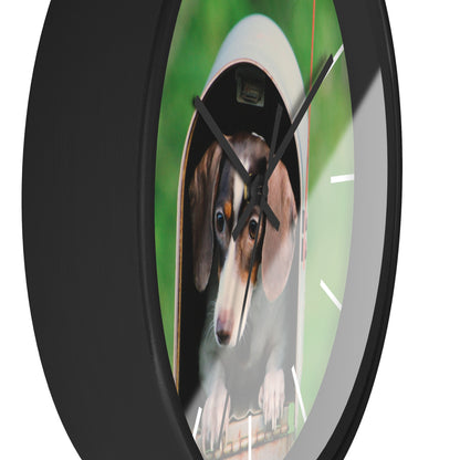 Dog in Post Box different colors Wall Clock