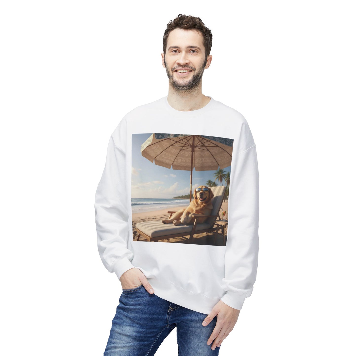 Beach Vibes Dog Graphic Unisex Crewneck Sweatshirt