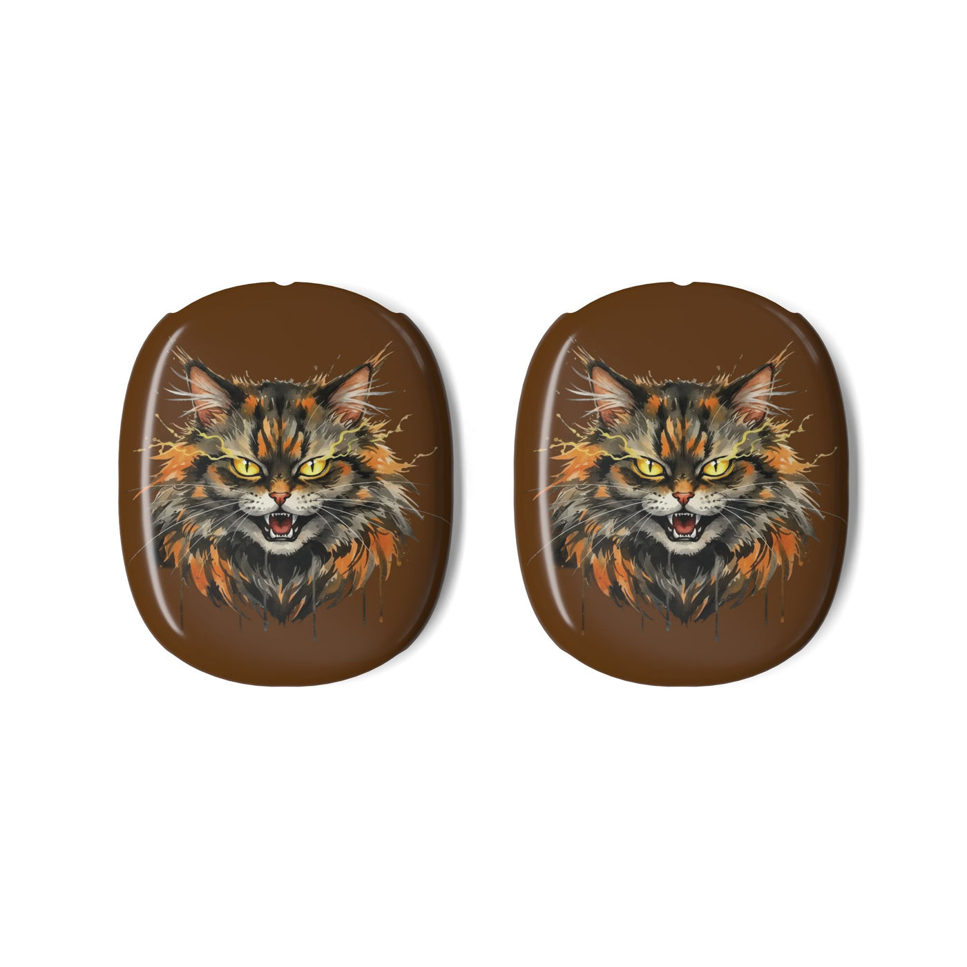 Brown Mad Cat Head AirPods Max Protective Shells