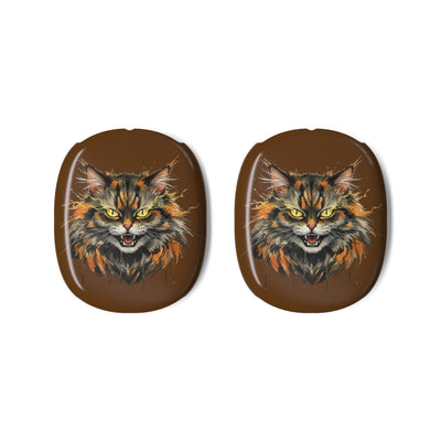 Brown Mad Cat Head AirPods Max Protective Shells
