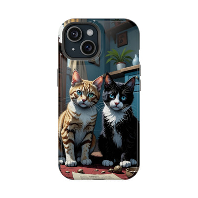 Cute Cats Magnetic Phone Case comic style 4, Cat Lover Gift, Impact-Resistant iPhone Case, Funny Pet Accessory, Unique Animal Design