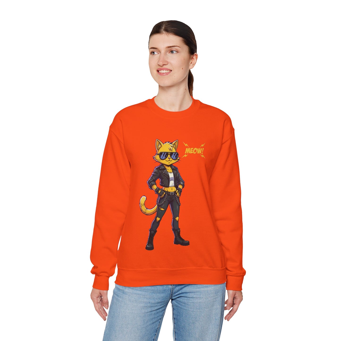 Cool Cat Unisex Heavy Blend Crewneck Sweatshirt style 4