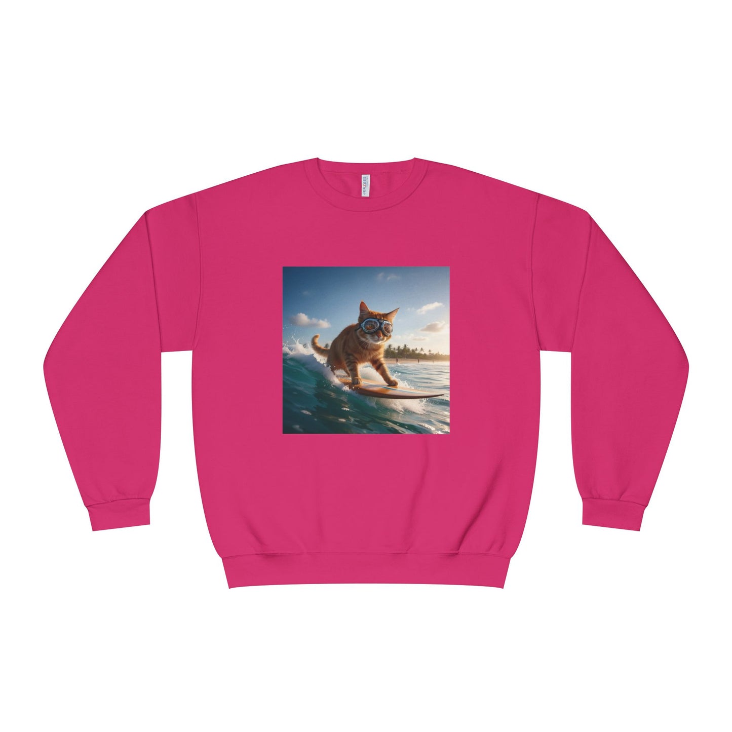 Surfing Cat Unisex NuBlend Crewneck Sweatshirt style 1