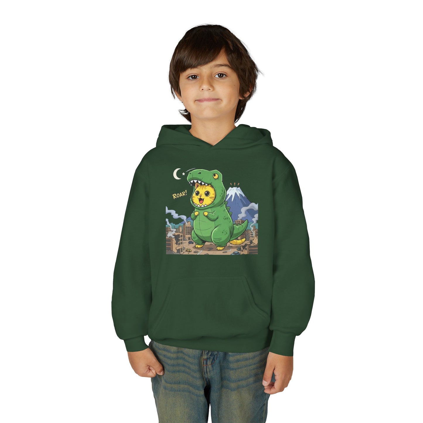 Cat cosplay Godzilla Unisex Kids Hoodie style 1