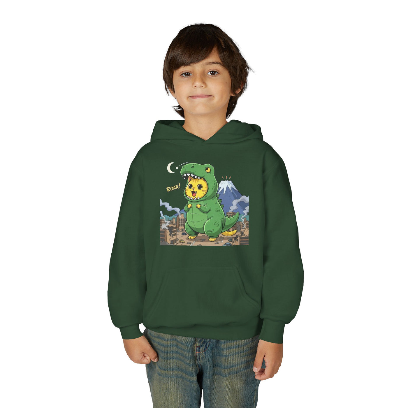 Cat cosplay Godzilla style 1 Unisex Kids Hoodie - Fun & Cozy Heavy Blend Sweatshirt with Cute Design
