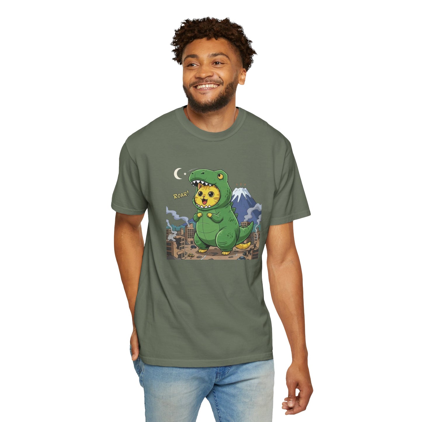 Cat cosplay Godzilla Funny Design Unisex T-Shirt style 1