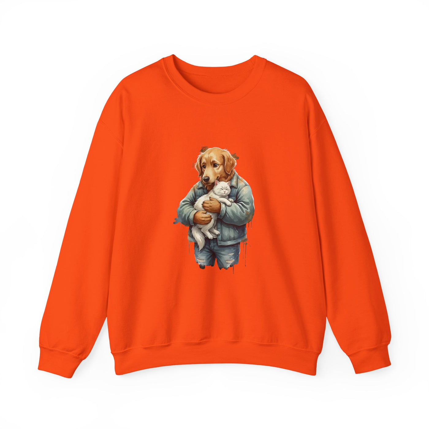 Watercolor painting style 12 Men & Women Cute Cat Pile Crewneck Sweatshirt