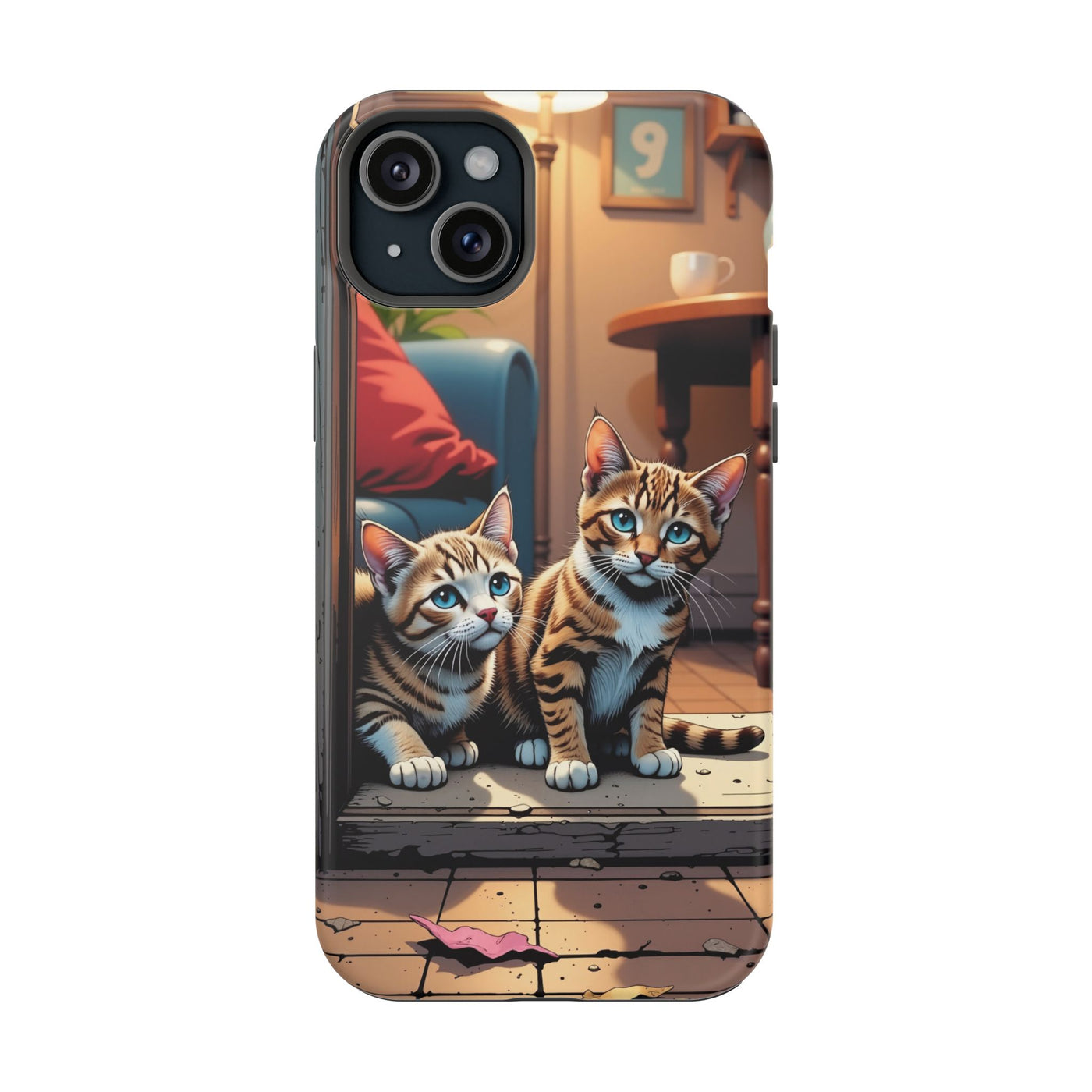 Cute Cats Magnetic Phone Case comic style 1, Cat Lover Gift, Impact-Resistant iPhone Case, Funny Pet Accessory, Unique Animal Design