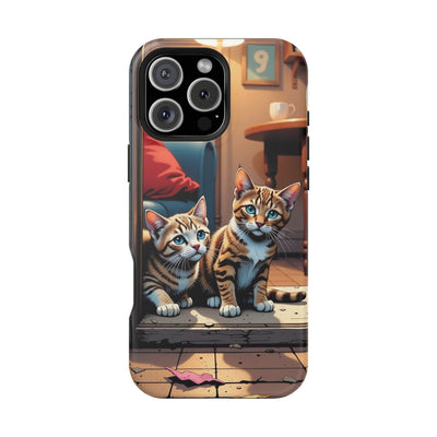 Cute Cats Magnetic Phone Case comic style 1, Cat Lover Gift, Impact-Resistant iPhone Case, Funny Pet Accessory, Unique Animal Design