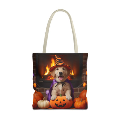 Adorable Halloween Puppy Tote Bag, Dog Lover Bag, Spooky Season Accessories, Pumpkin Patch Shopper, Cute Pet Gift