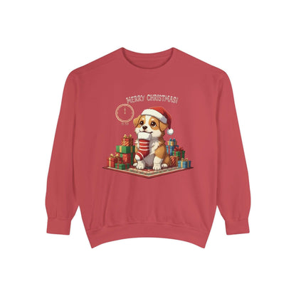 Puppy wait for Christmas presents Unisex Crewneck Sweatshirt style 1