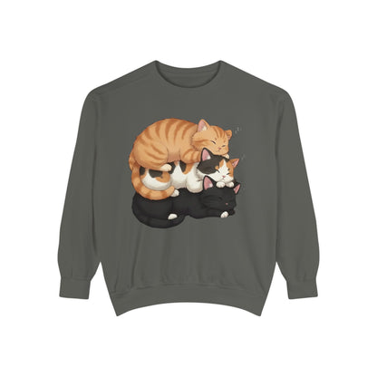 3 Cute Sleeping Cats Cozy Graphic Unisex Crewneck Sweatshirt style 5