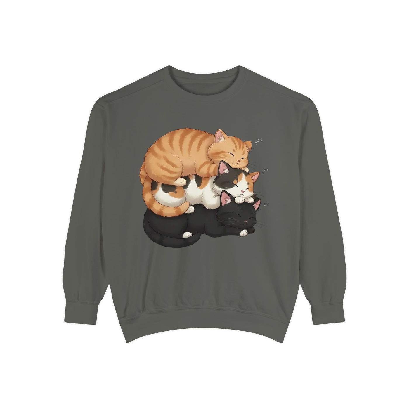 3 Cute Sleeping Cats style 5 Cozy Graphic Unisex Crewneck Sweatshirt
