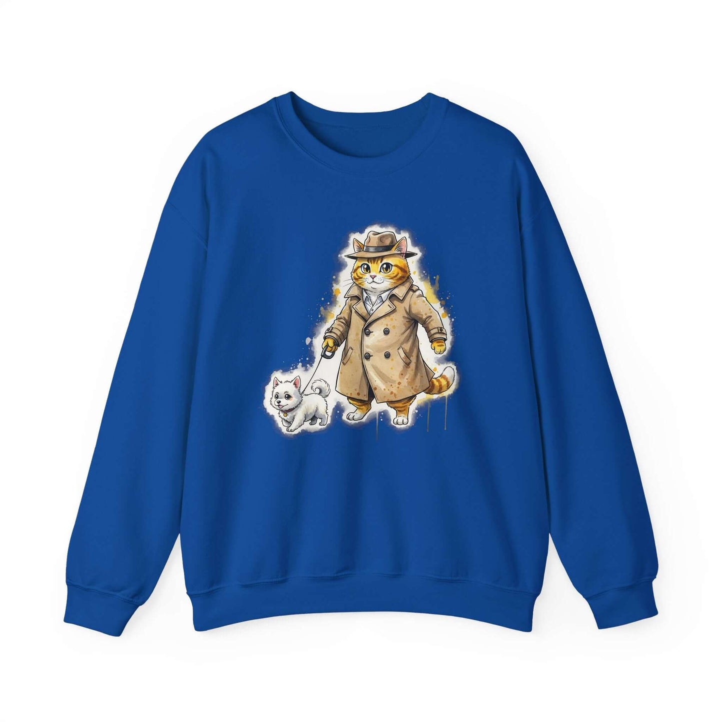 Watercolor Cat & Dog painting Unisex Crewneck Sweatshirt style 1