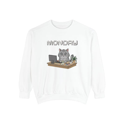 Monday Face Cat Stares Blankly Unisex Crewneck Sweatshirt style 2