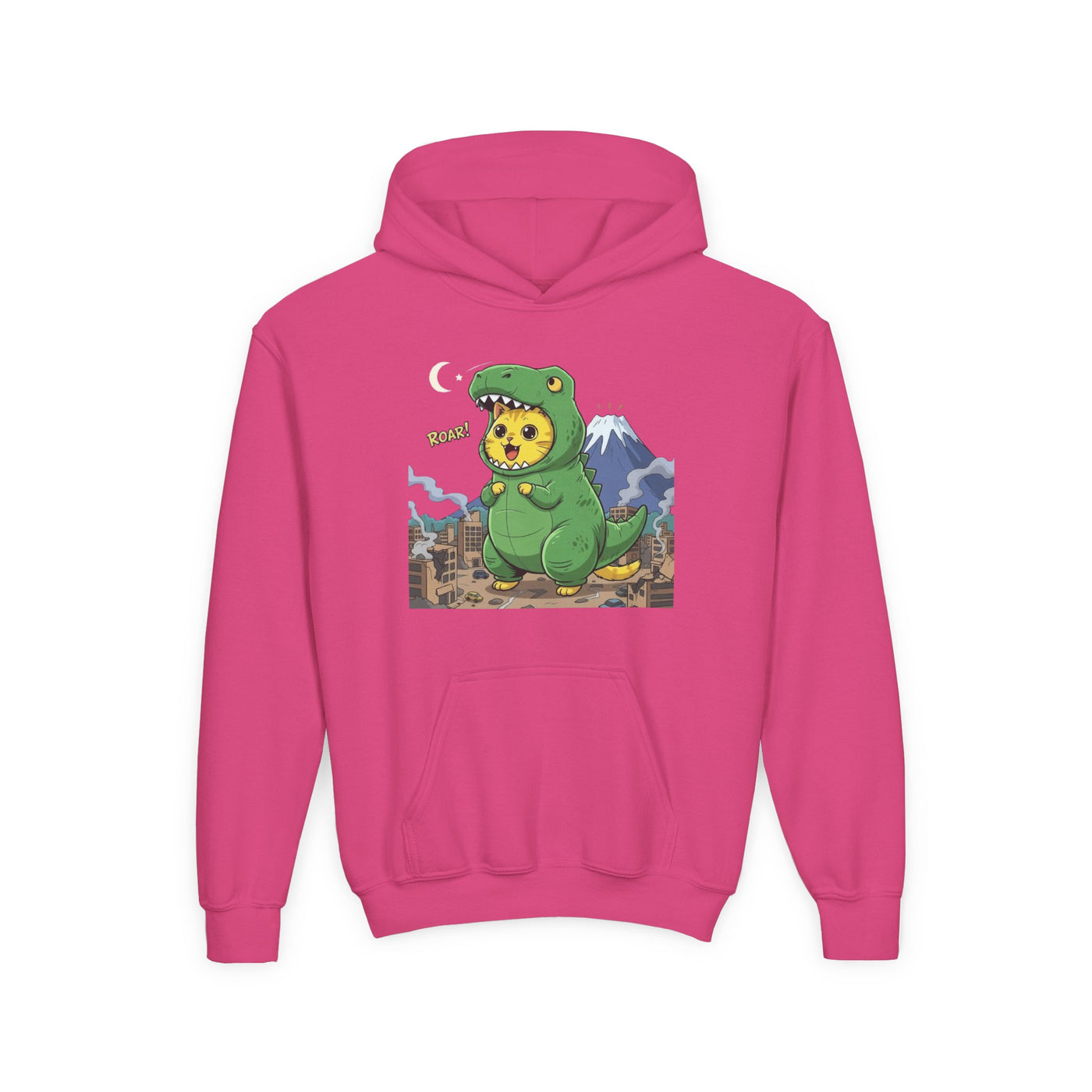 Cat cosplay Godzilla style 1 Unisex Kids Hoodie - Fun & Cozy Heavy Blend Sweatshirt with Cute Design