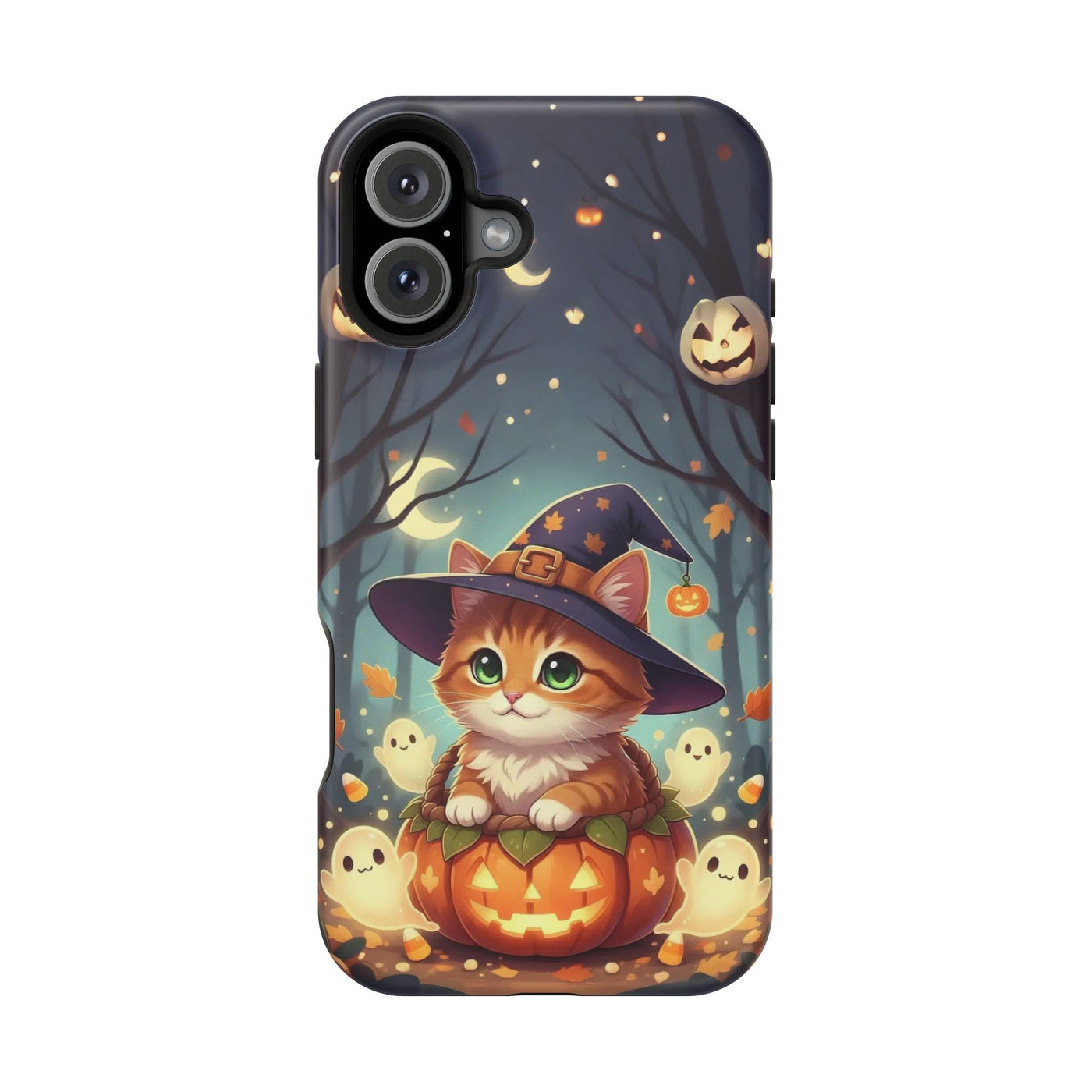 Halloween cute kitten anime style 3 Magnetic Phone Case, Cat Lover Gift, Impact-Resistant iPhone Case, Funny Pet Accessory, Unique Animal Design